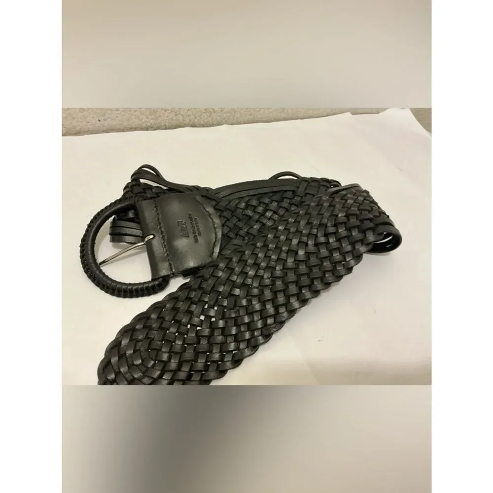 A&F Black Woven Leather Belt S/M